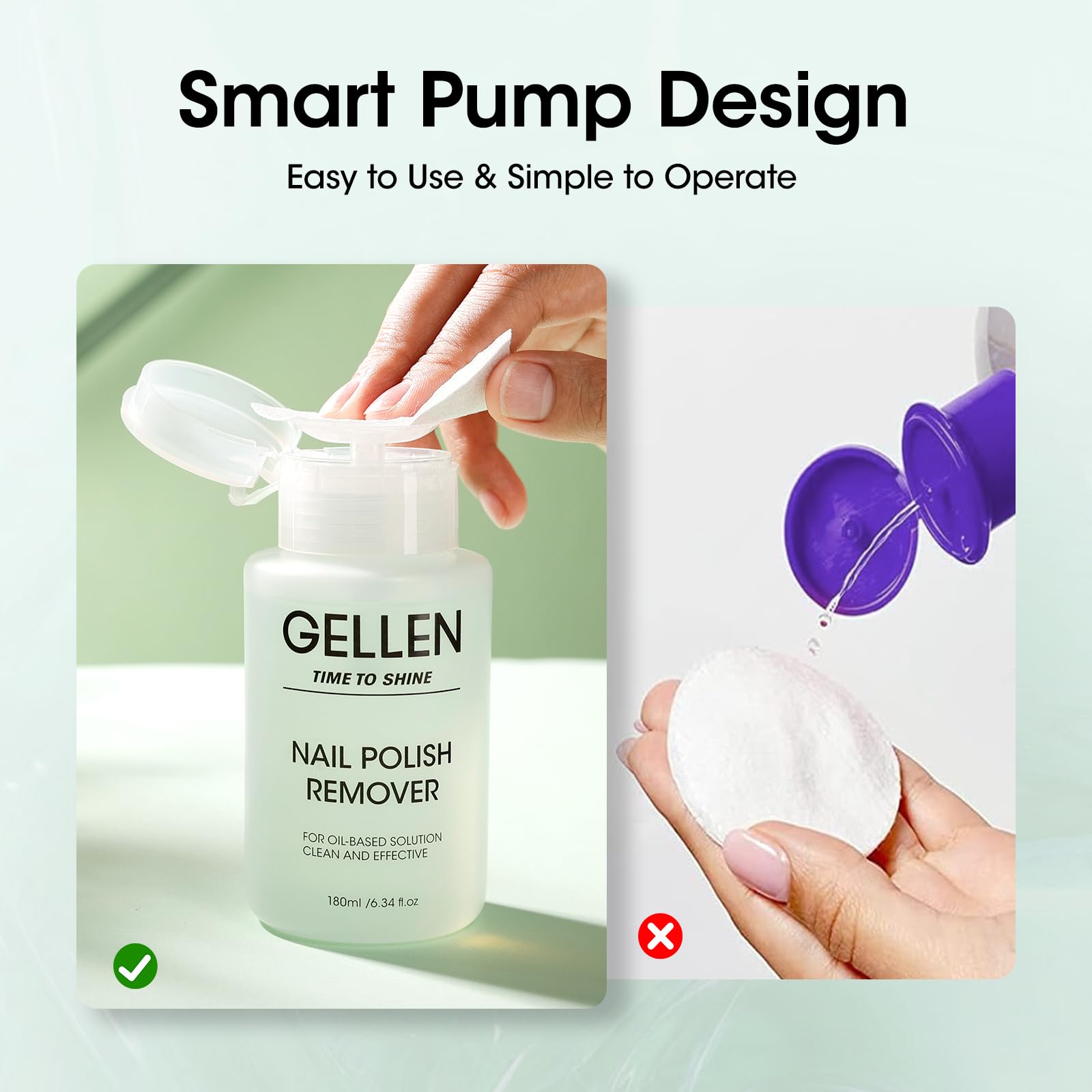 Gellen Remover cap with dust-proof cover keeps formula clean between uses