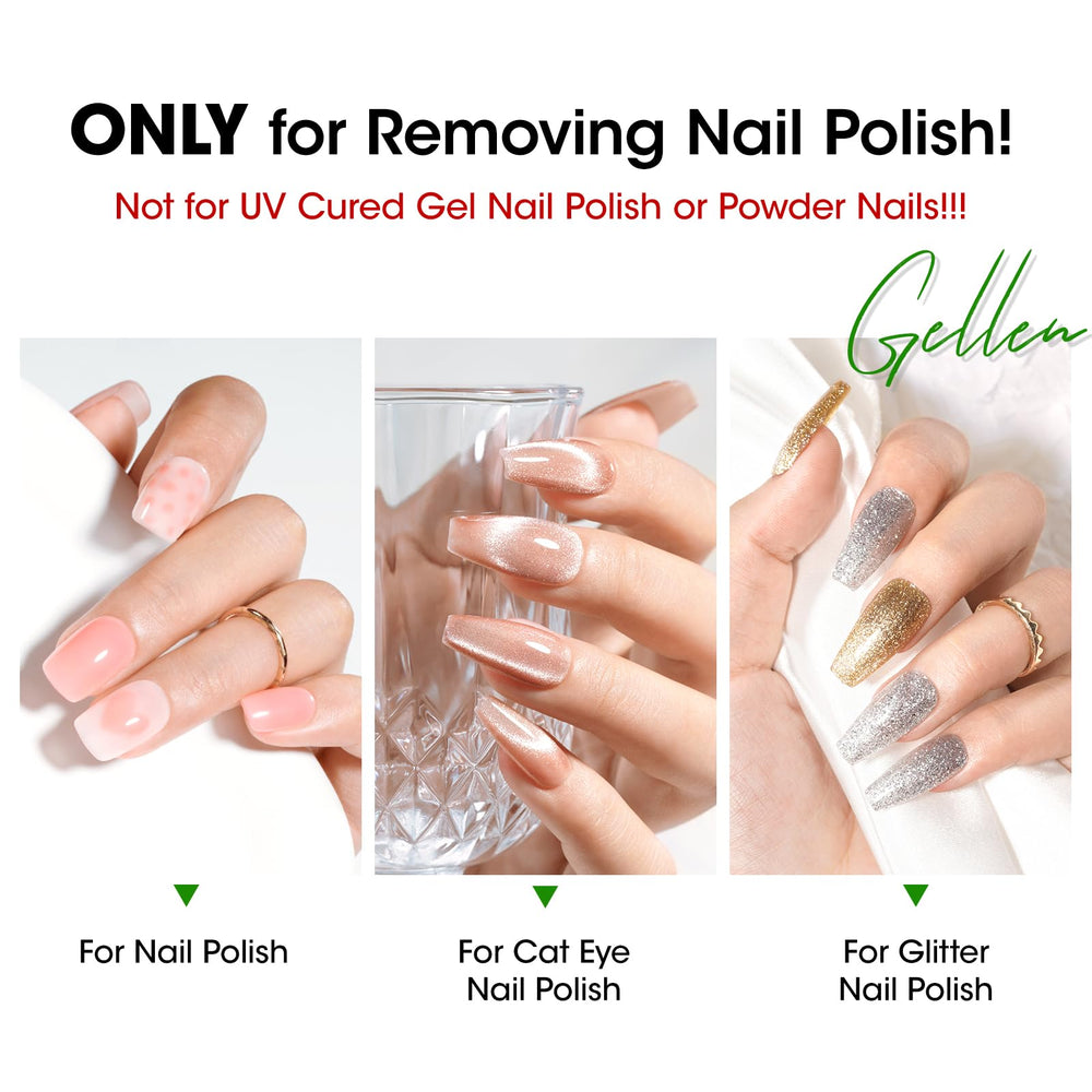 Gellen acetone-free remover liquid ready for quick polish removal