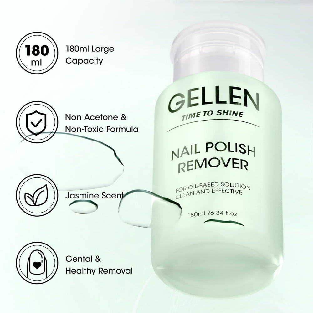 Gellen Nail Polish Remover pump head enables one-handed, precise dispensing