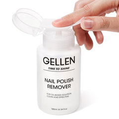 Gellen nail polish remover pump head enables easy one-handed dispensing