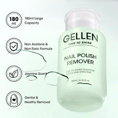 Gellen Nail Polish Remover pump head enables one-handed, precise dispensing