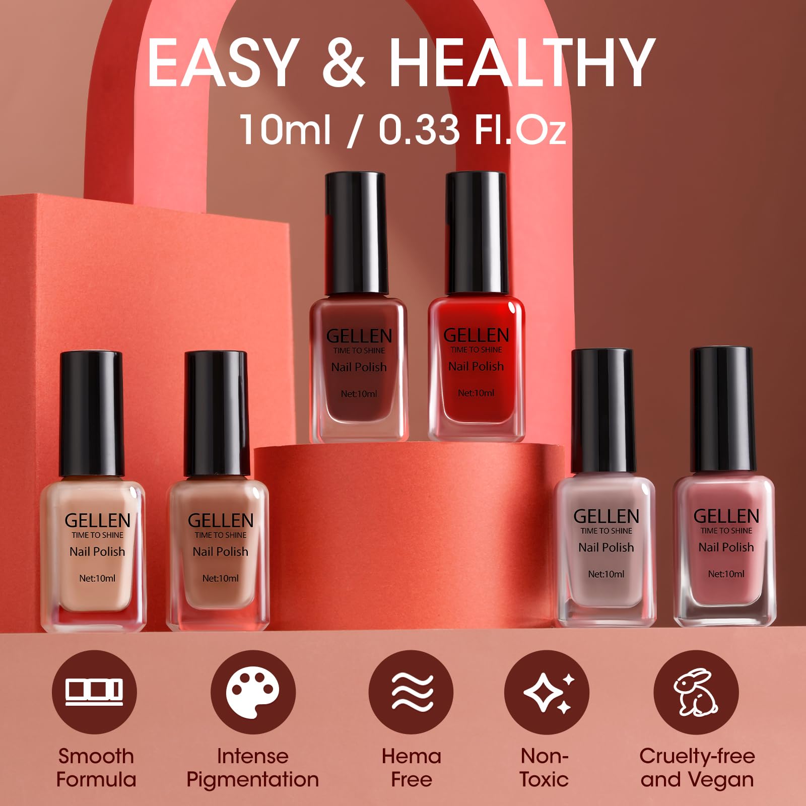 GELLEN vegan and cruelty-free polish suitable for nails and toenails.