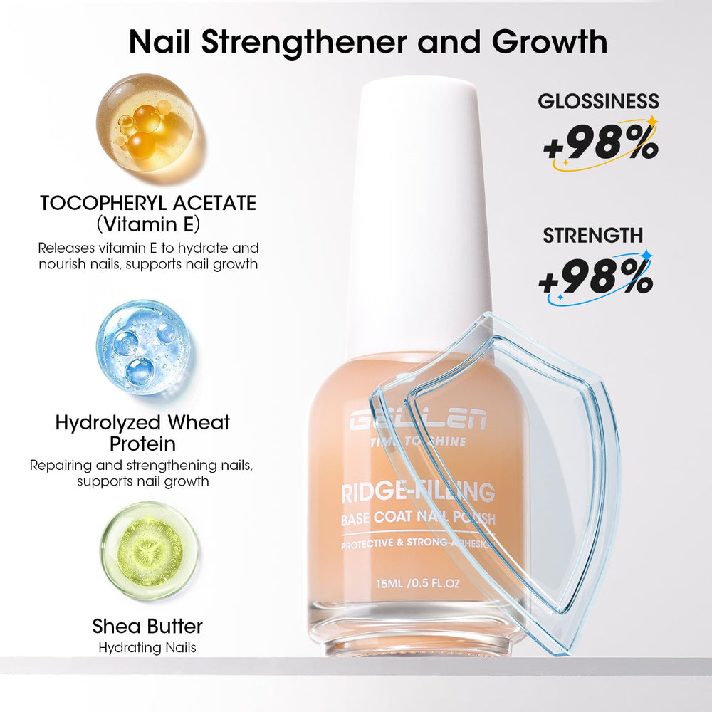 GELLEN nail strengthener being applied with hydration shine