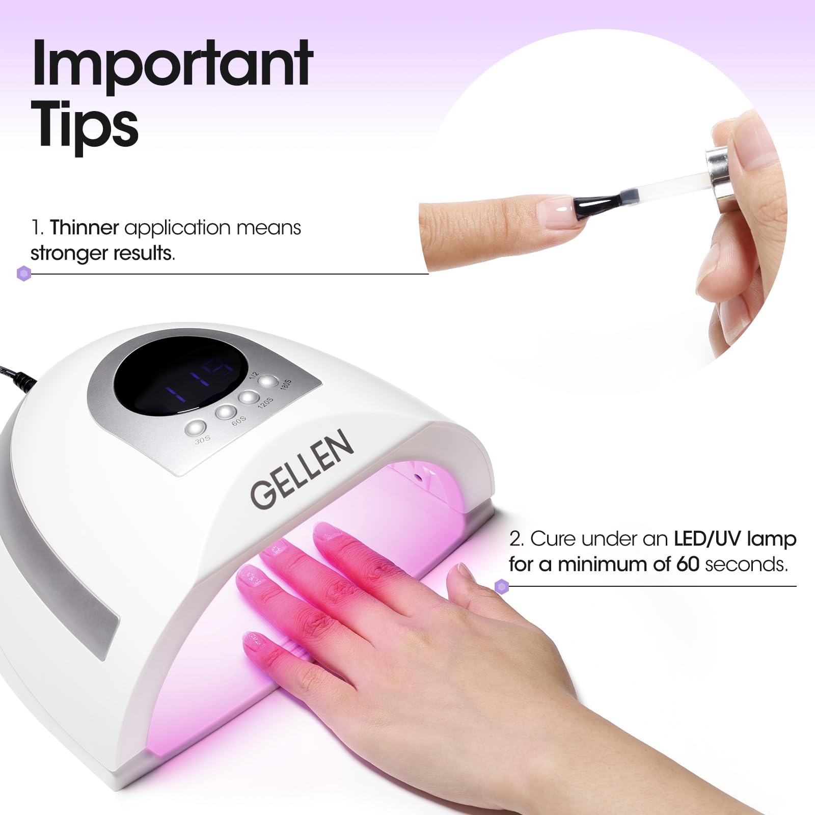 GELLEN No-wipe, low-odor formula highlights safer nail care options.