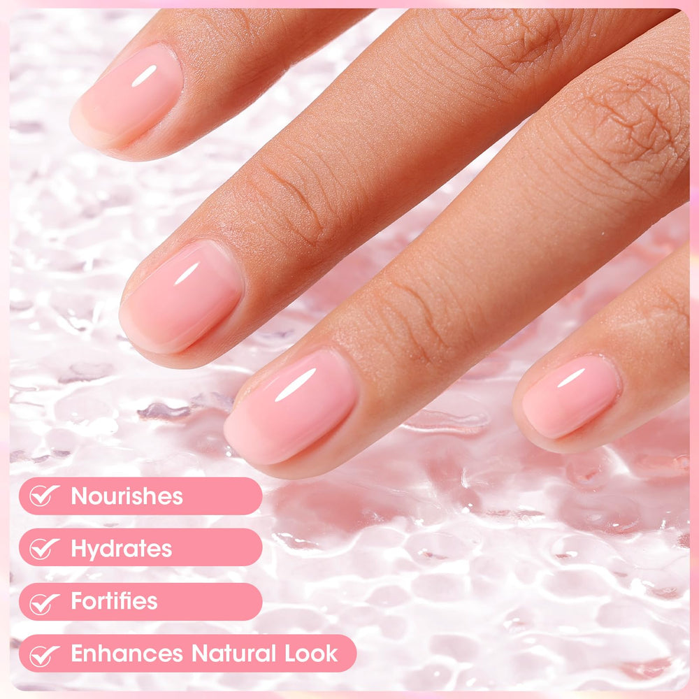 GELLEN PRO BIO clear pink tint on nails for natural shine.