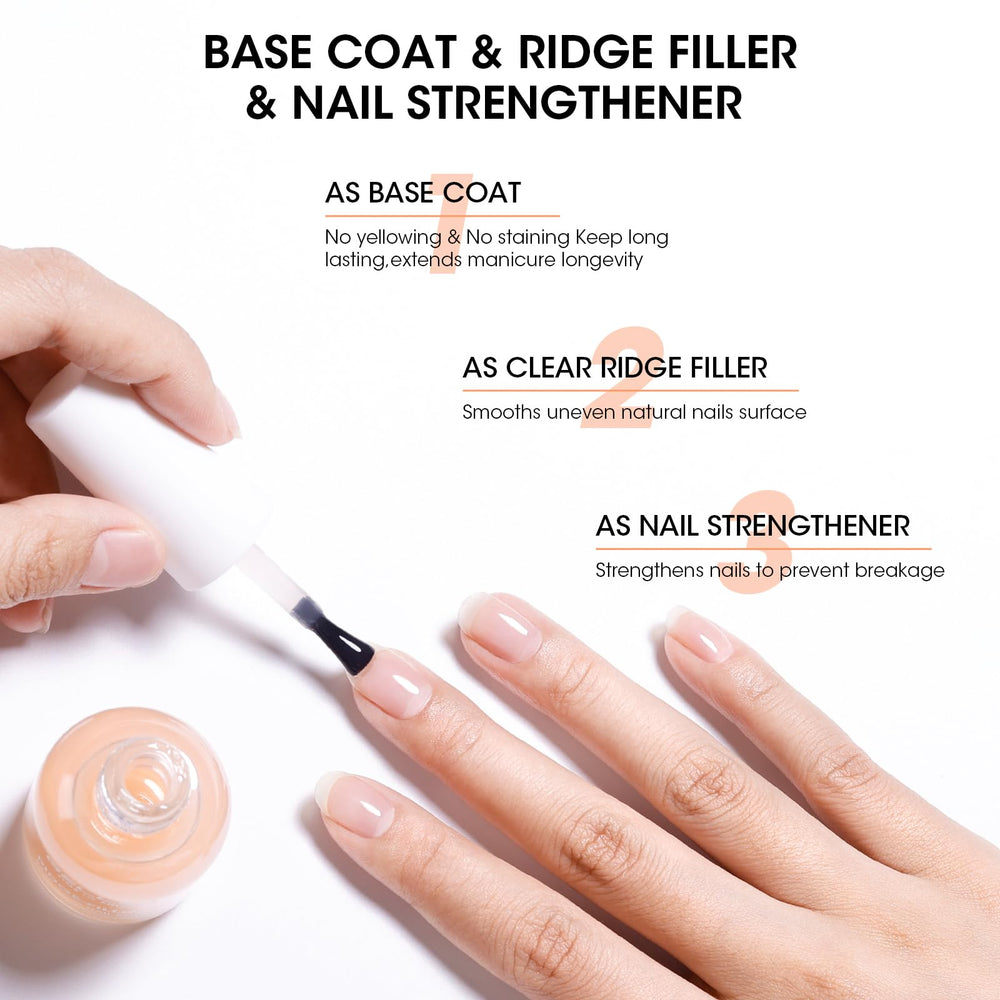 GELLEN ridge filler on nails showing before and after smoothness