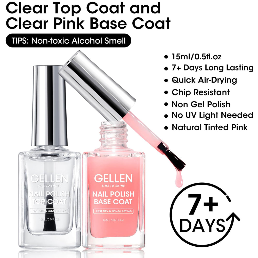 GELLEN sheer pink base coat on nails for natural color