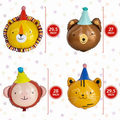 GELOBO bear head foil balloon adds safari charm to baby showers.