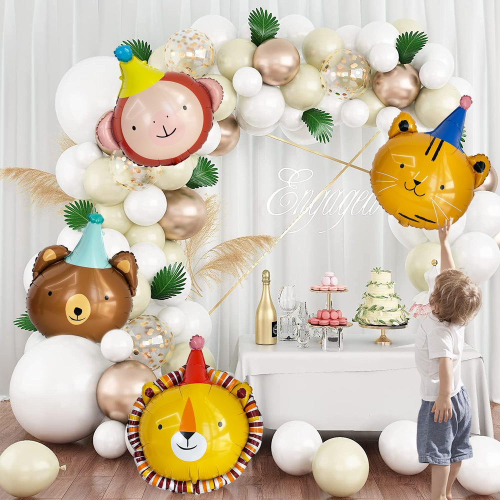 GELOBO animal head balloon kit arrives uninflated for easy setup.