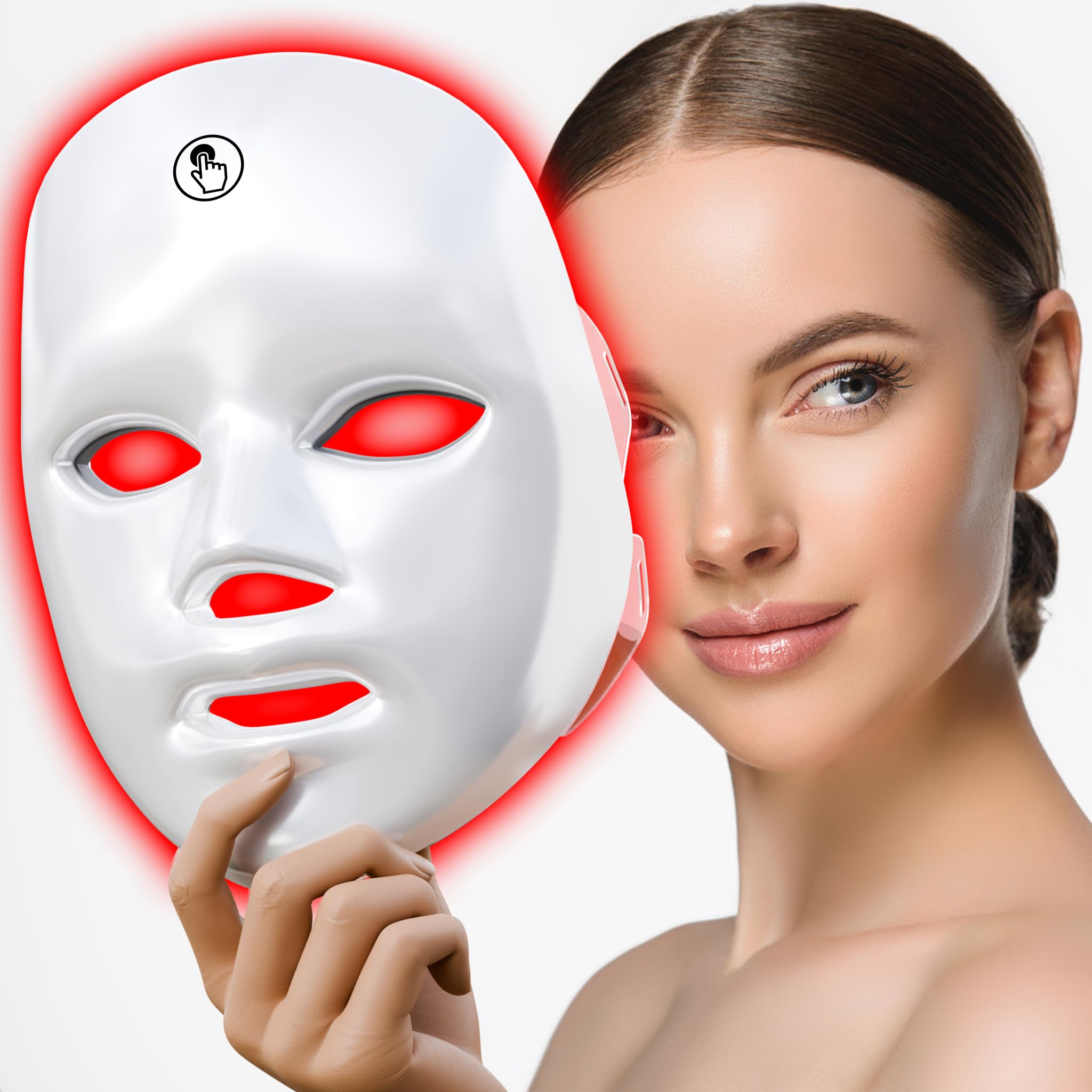gelpal 7-1 colors red light mask front view for at-home facial rejuvenation.