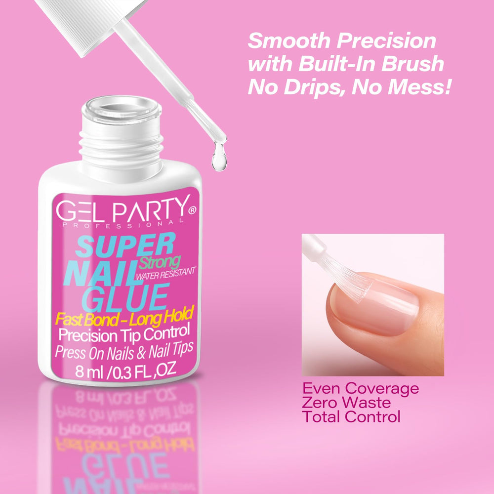 GEL PARTY works with press-ons for quick, reliable adhesion.