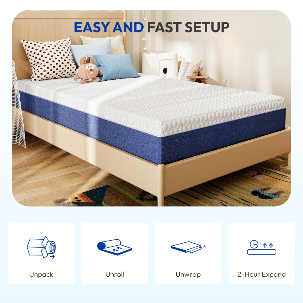 Gelsea mattress being unboxed and expanded to its full size.