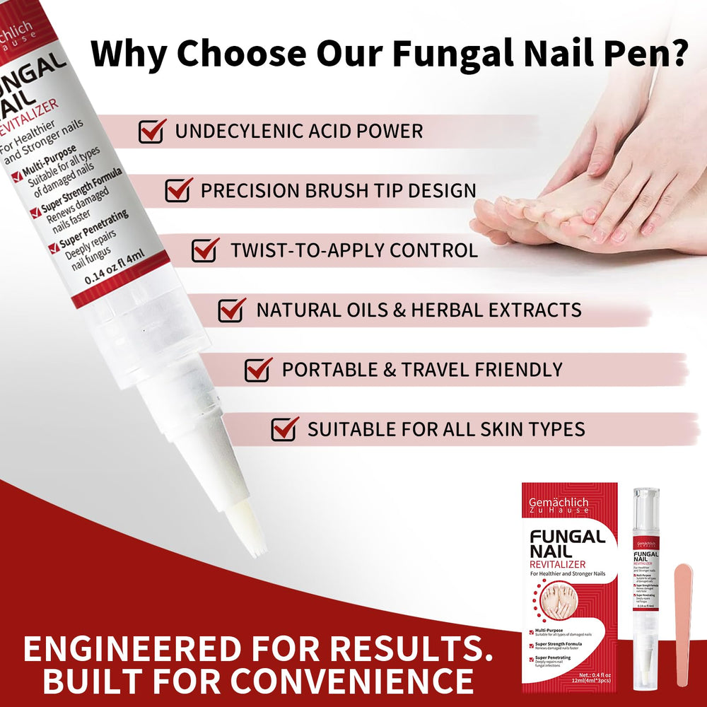Gemächlich ZuHause Toenail Fungus Pen twist-and-brush demonstrates mess-free targeting.