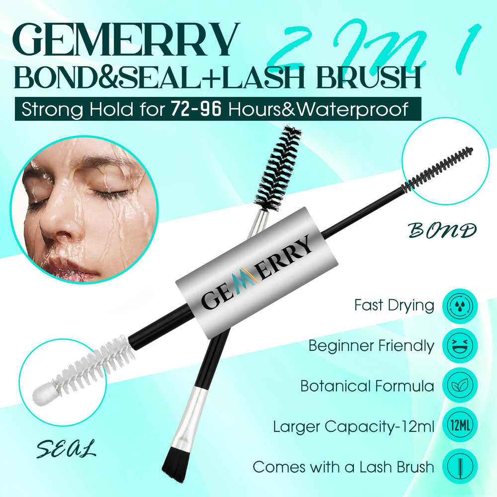 Fast-drying formula from GEMERRY bonds lash clusters quickly and securely.