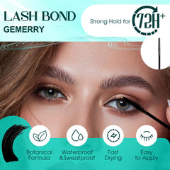 GEMERRY lash glue close-up highlighting waterproof and sweatproof performance.
