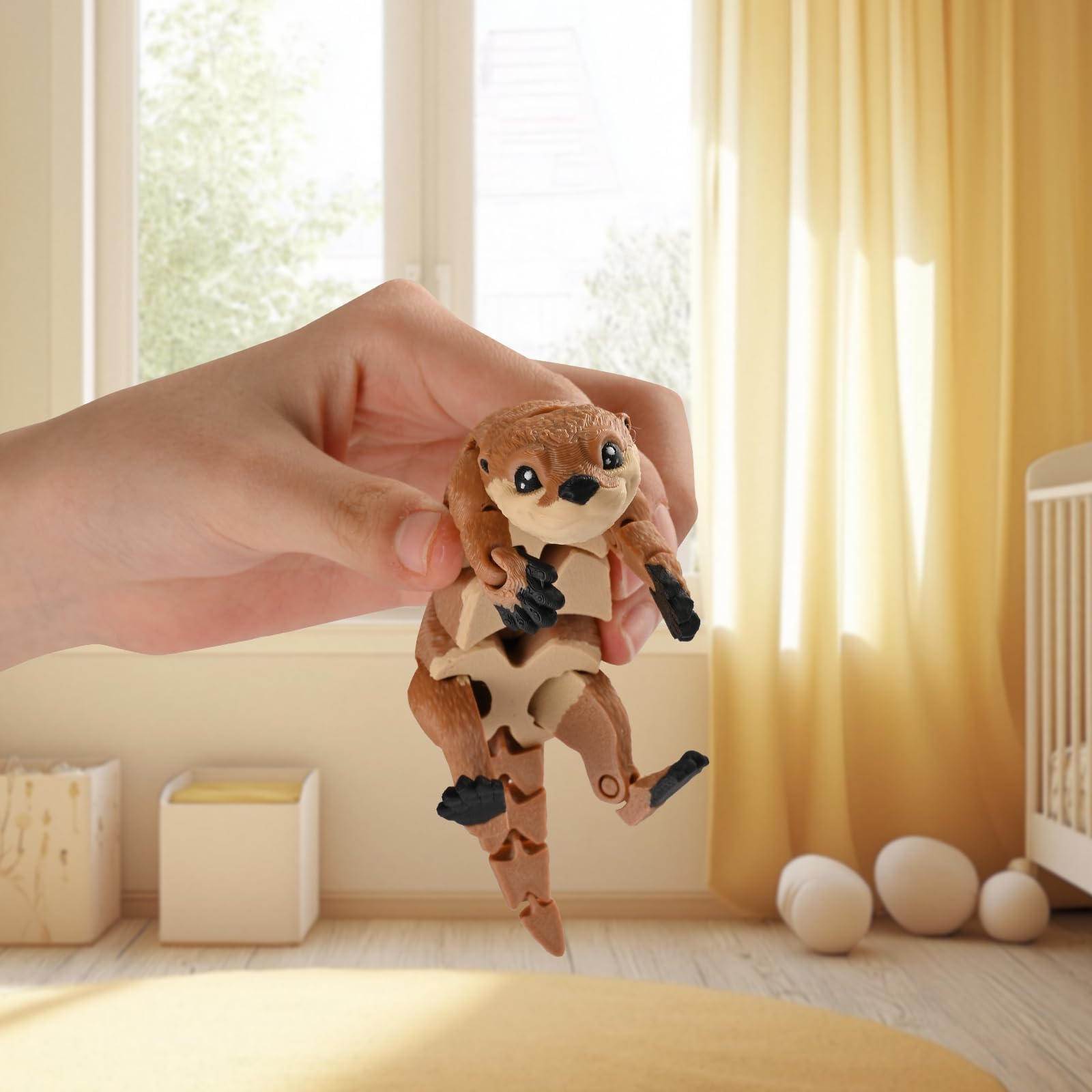 GemmiCho otter toy textured fur detail enhances lifelike tabletop presence.