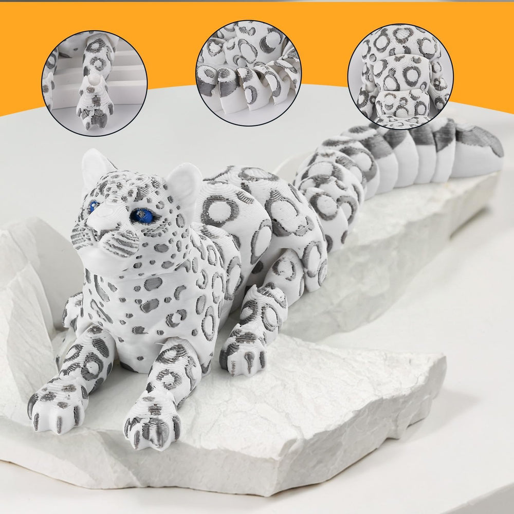 GemmiCho Snow Leopard Figurine stands 8.27 inches for a sleek wildlife accent.