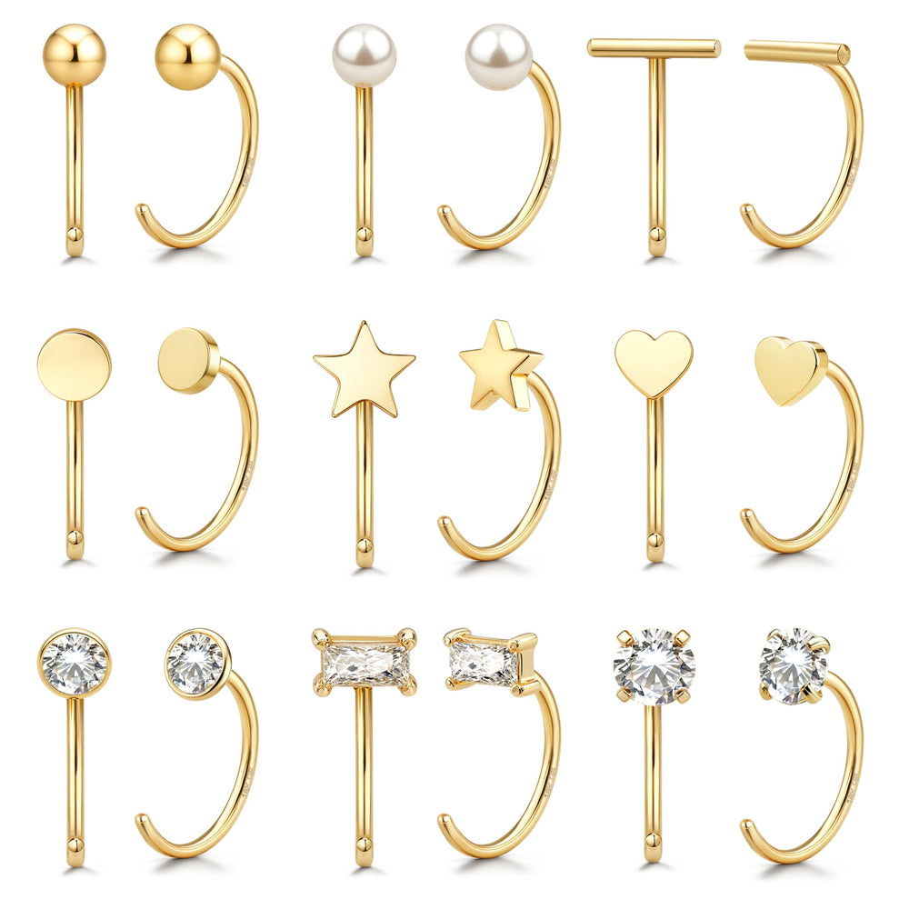 GEMQUEEN 9-pair half-huggie earrings for day-to-night wear and subtle sparkle