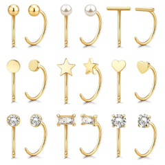 GEMQUEEN 9-pair half-huggie earrings for day-to-night wear and subtle sparkle