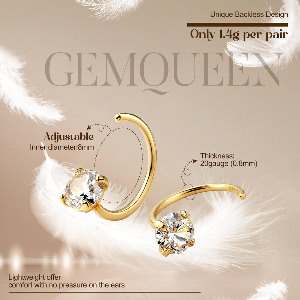 GEMQUEEN backless design eases wearing and reduces pressure on piercings