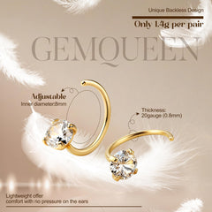 GEMQUEEN backless design eases wearing and reduces pressure on piercings
