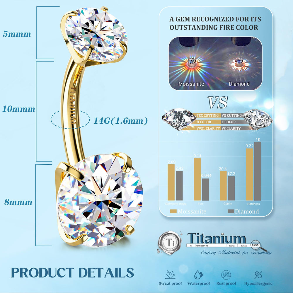 GemQueen internally threaded belly ring, secure and smooth installation