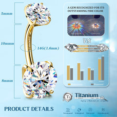GemQueen internally threaded belly ring, secure and smooth installation