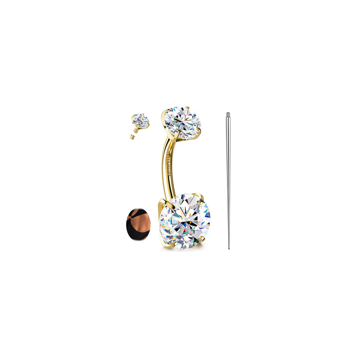 GemQueen moissanite belly ring with a 5mm stone, ideal for daily sparkle
