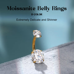 GemQueen moissanite belly ring with an 8mm stone, bold center sparkle