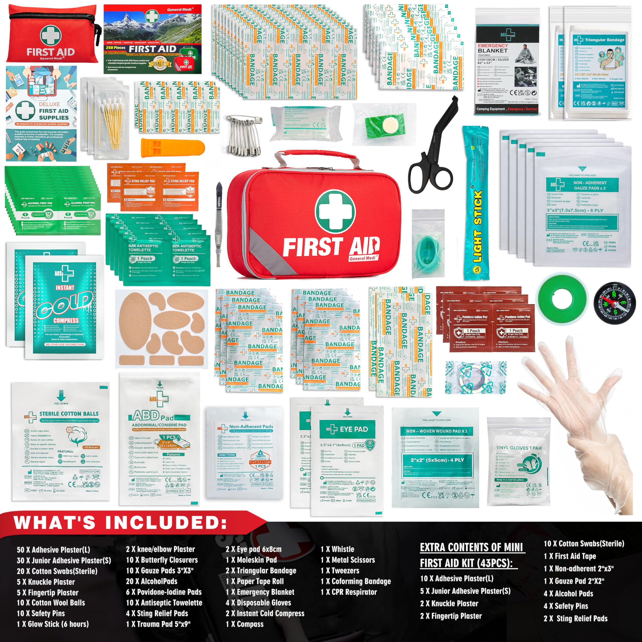 General Medi 2-in-1 kit open compartment reveals 215 items for quick access