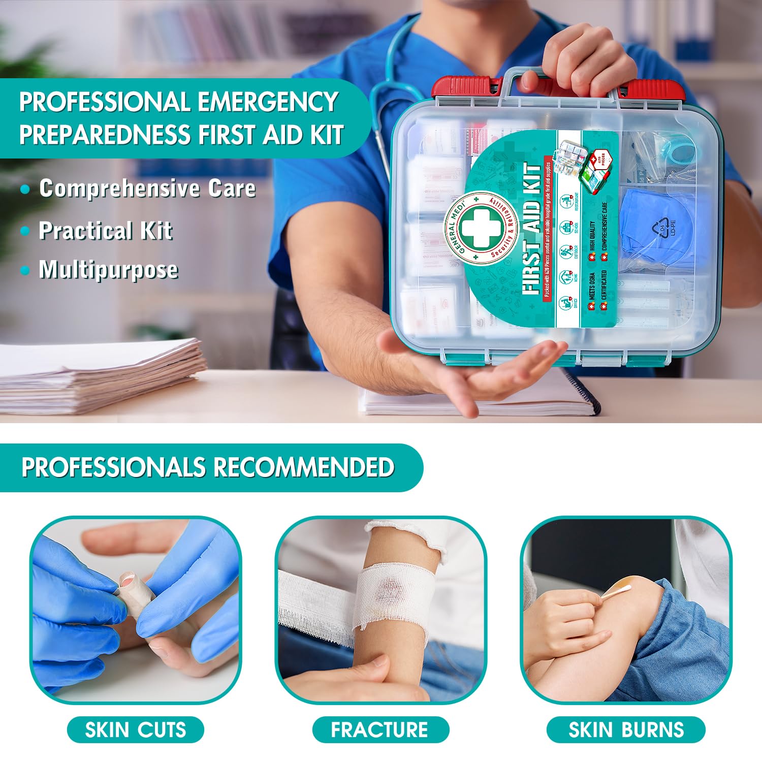 General Medi travel-ready emergency kit suitable for cars and journeys.