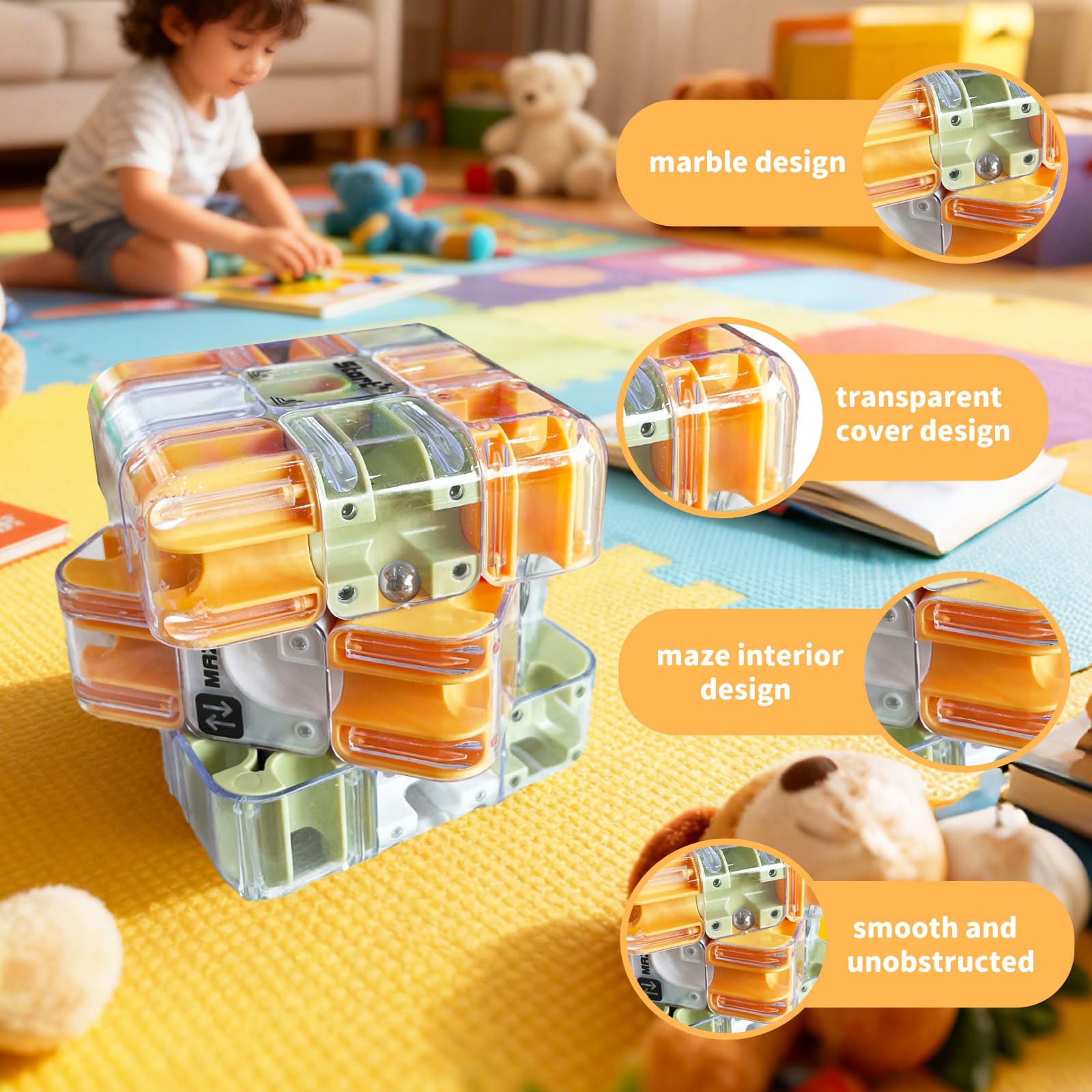 Generic 3D Maze Cube Ball Puzzle showing safe, non-toxic materials for everyday play.