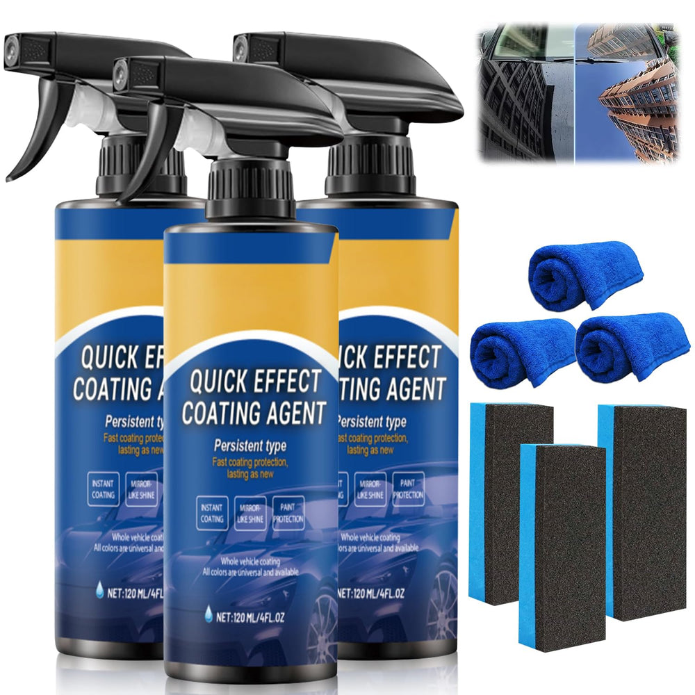 Generic 3PCS Quick Effect Coating Spray trio pack on car surface delivers durable shine.