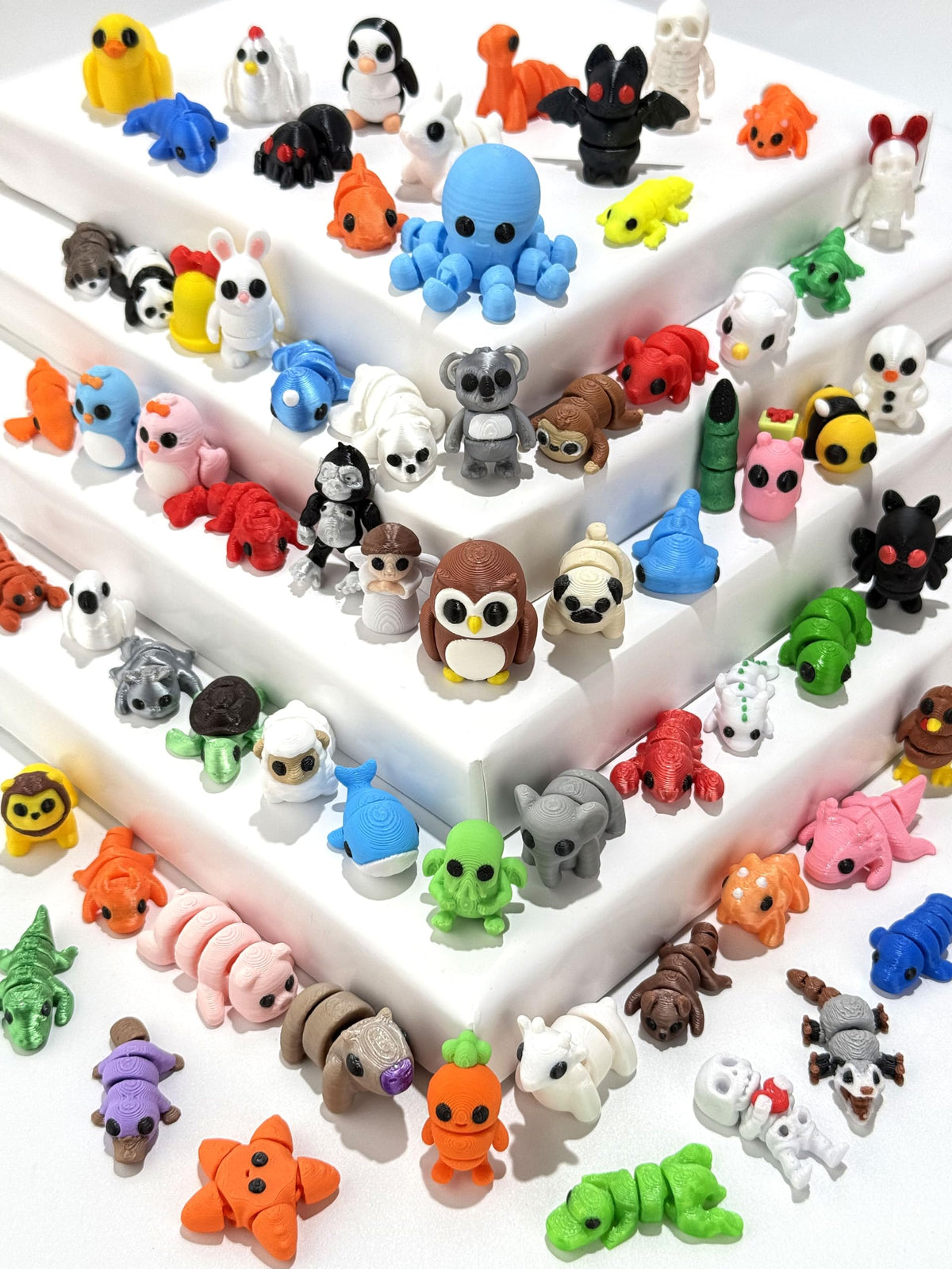 Generic 60-piece random 3D-printed animals pack showcasing diverse miniatures for collection.