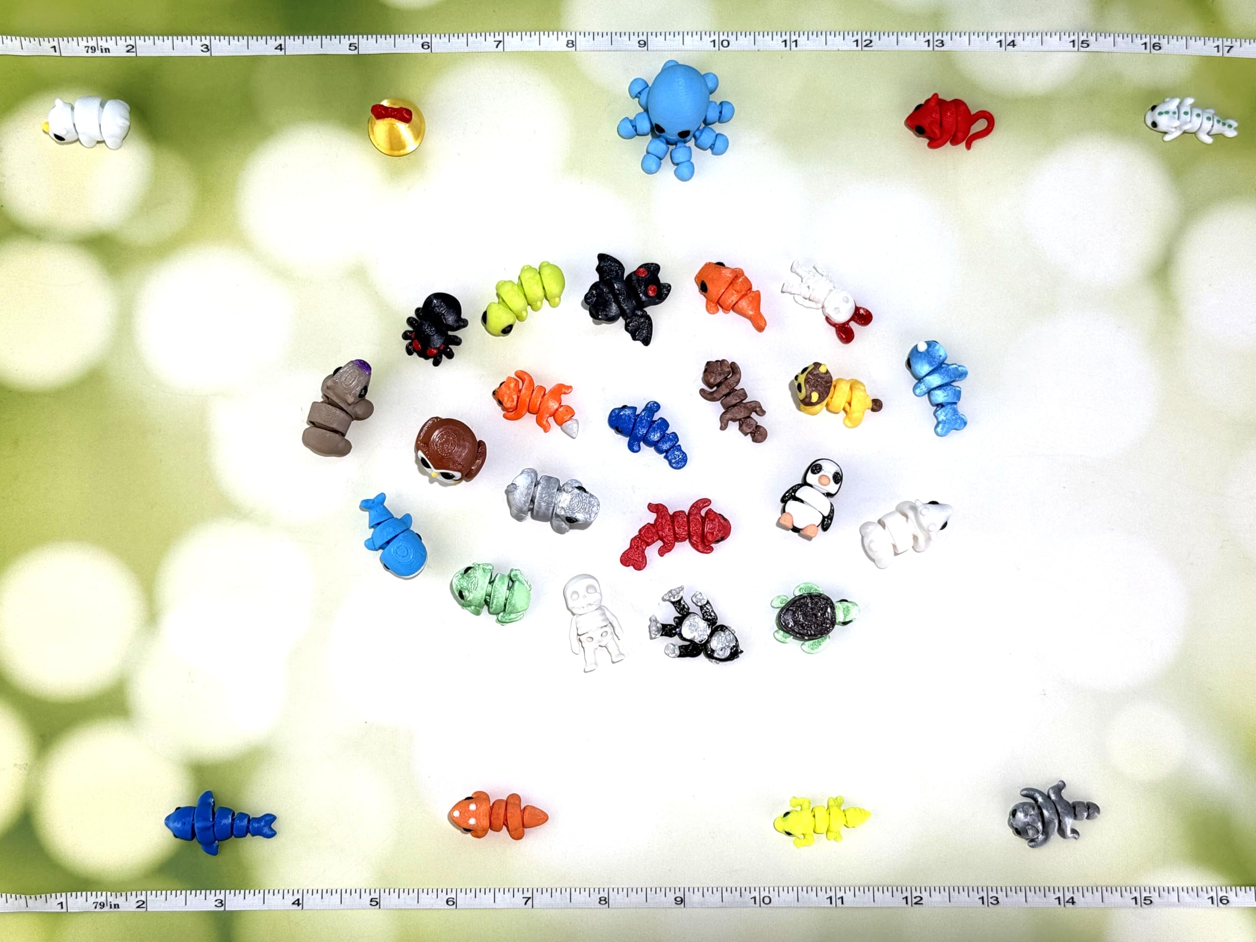 Generic articulated animal figures with flexible joints for poseable play and calm exploration.