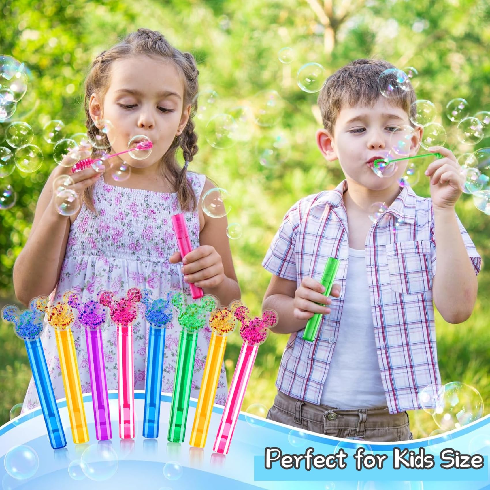 Generic Birthday party supplies bubble wands adding color to events.