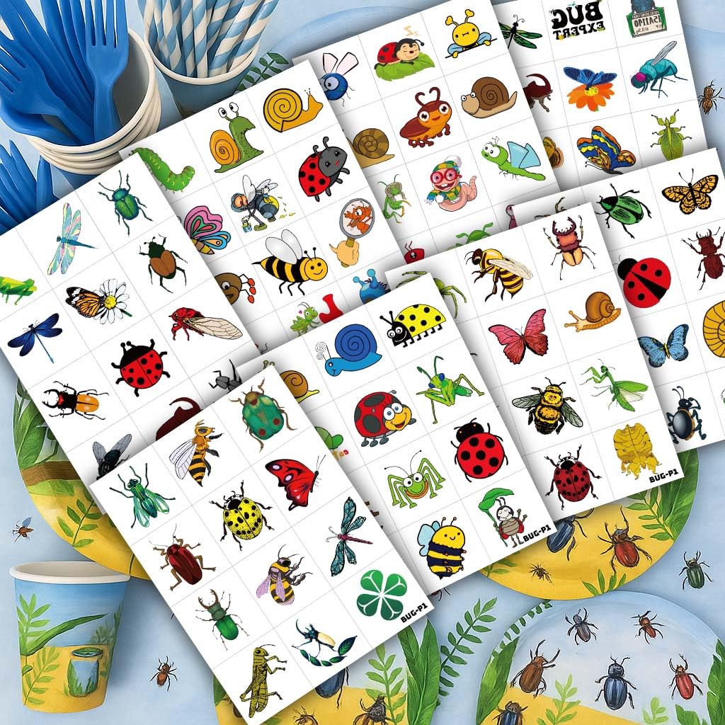 Generic Bug Tattoos butterfly sheet for kids, cheerful party favors and colorful classroom decorations.