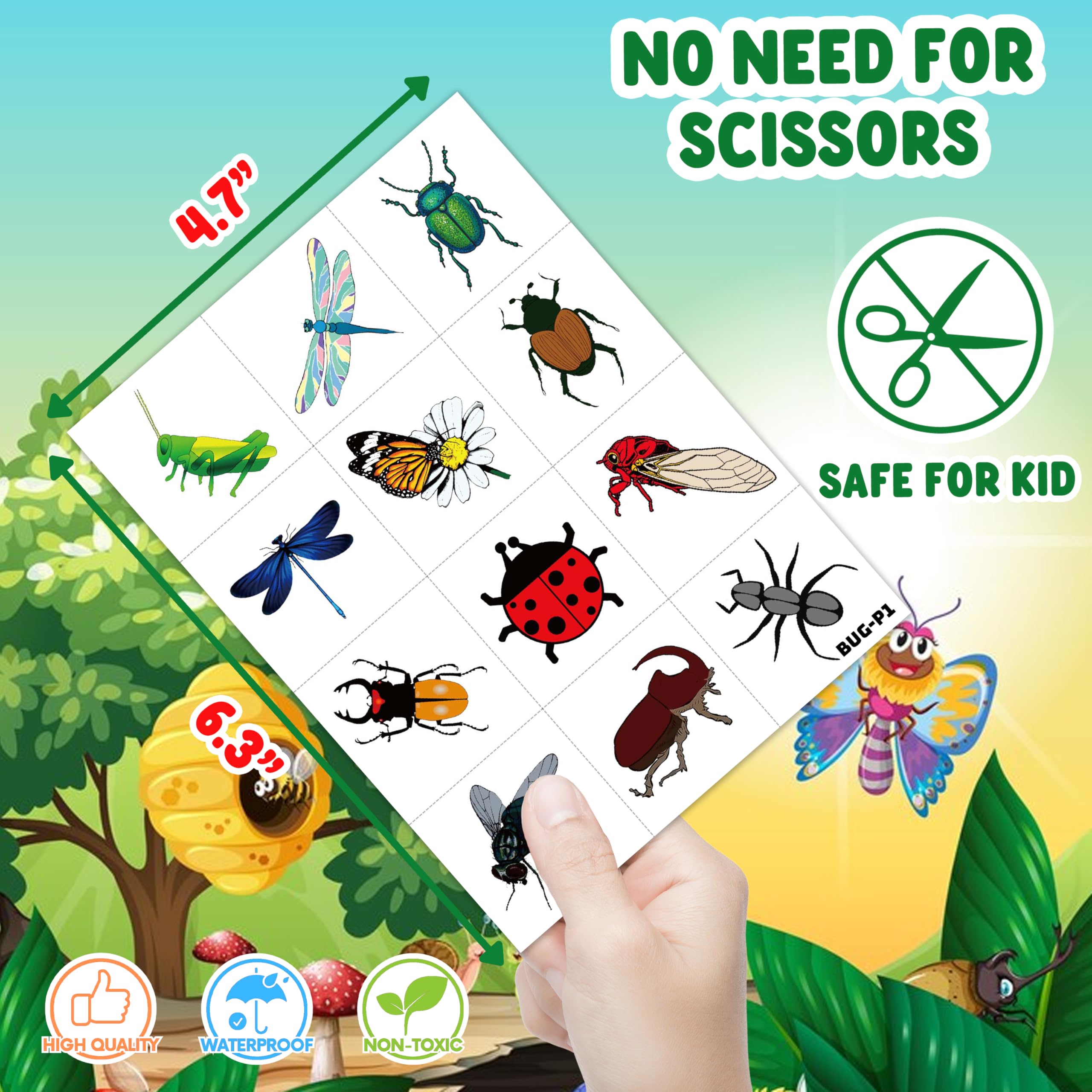 Generic Bug Tattoos caterpillar sheet for kids, engaging rewards and imaginative play decorations.