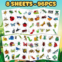 Generic Bug Tattoos dragonfly sheet for kids, bright summer party and craft activities.