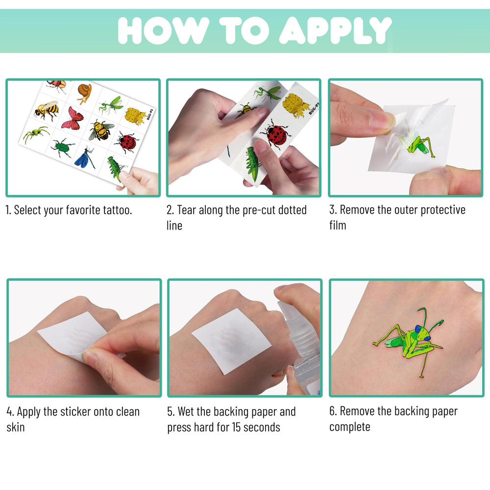 Generic Bug Tattoos moth sheet for kids, gentle décor accents and learning activities.