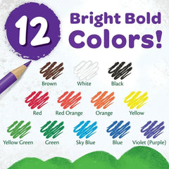 Generic colored pencils with bonus sharpener included for quick touch-ups and consistent lines