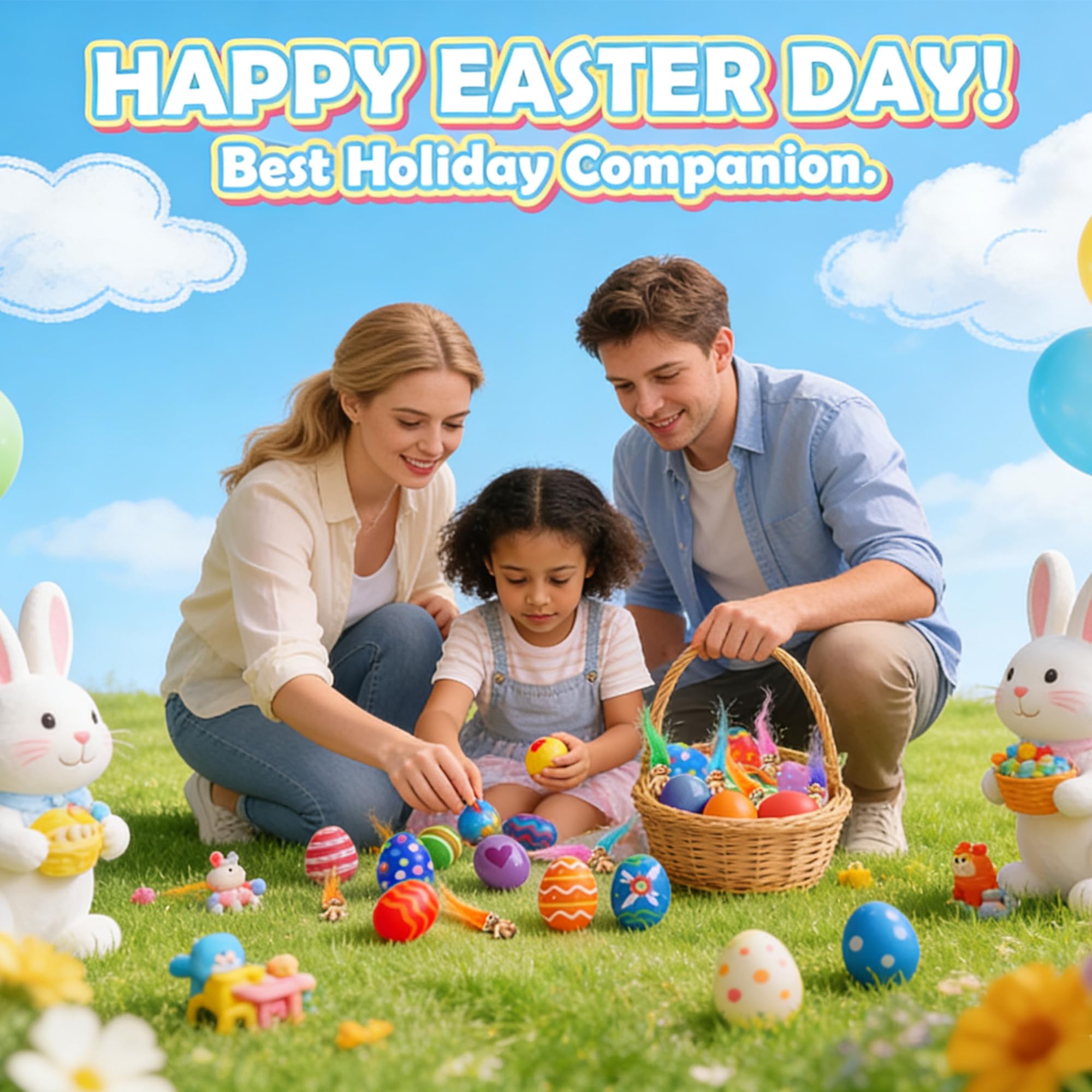 Generic colorful Easter eggs serve as festive party favors and prizes.