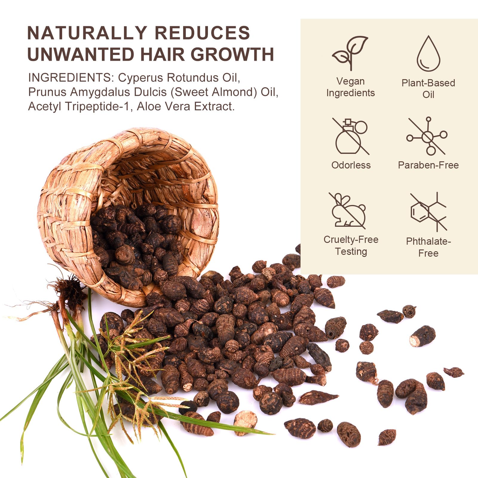 Generic Cyprus Rotundus Oil on skin providing a soft, hydrated feel