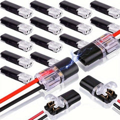 Generic double-wire connector with locking buckle closeup for secure, tool-free wiring