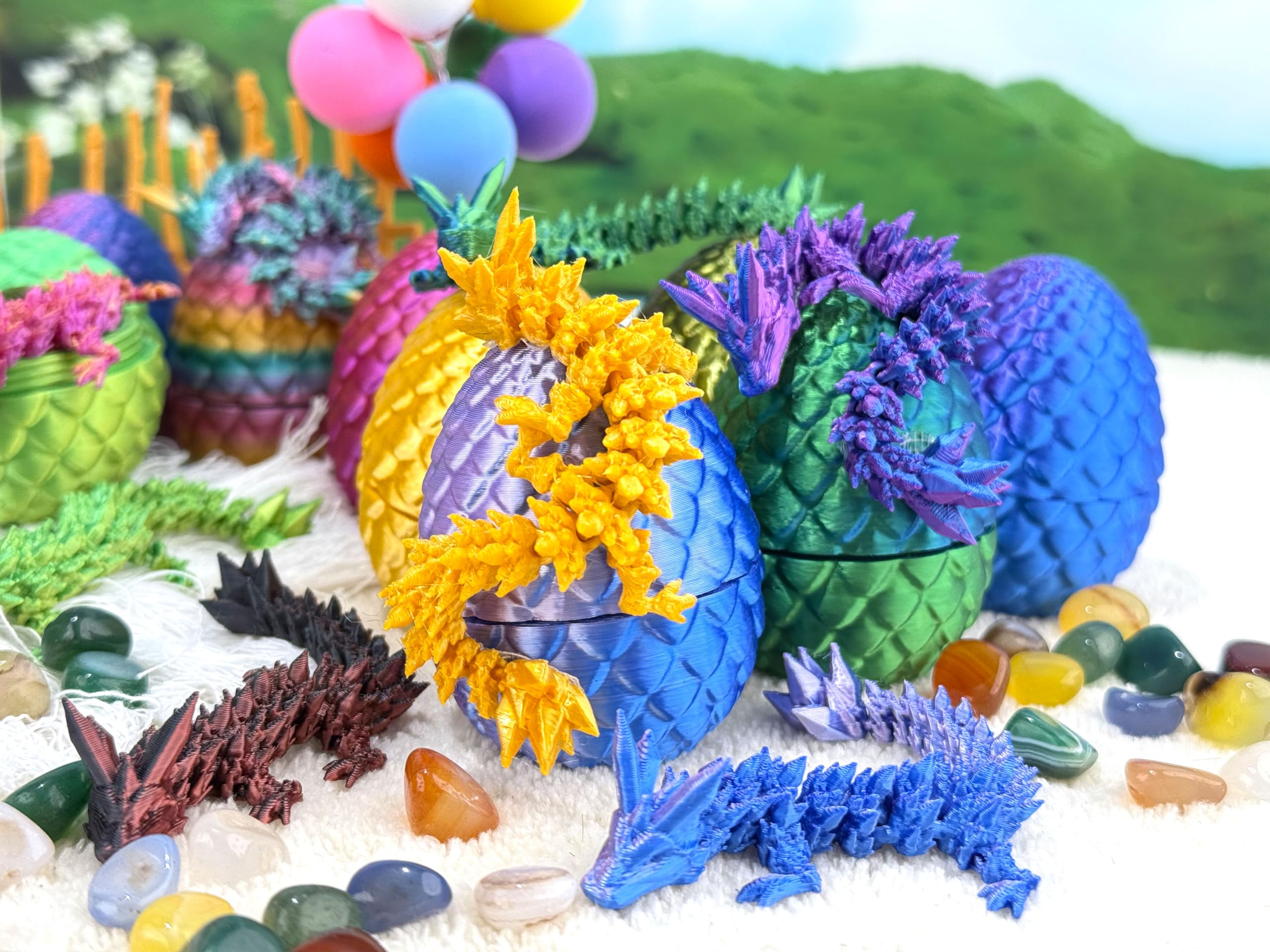 Generic Easter desk decor: dragon eggs add magical seasonal charm.