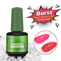 Generic Gel Nail Polish Remover foil-free bottle close-up, easy peel-off removal.