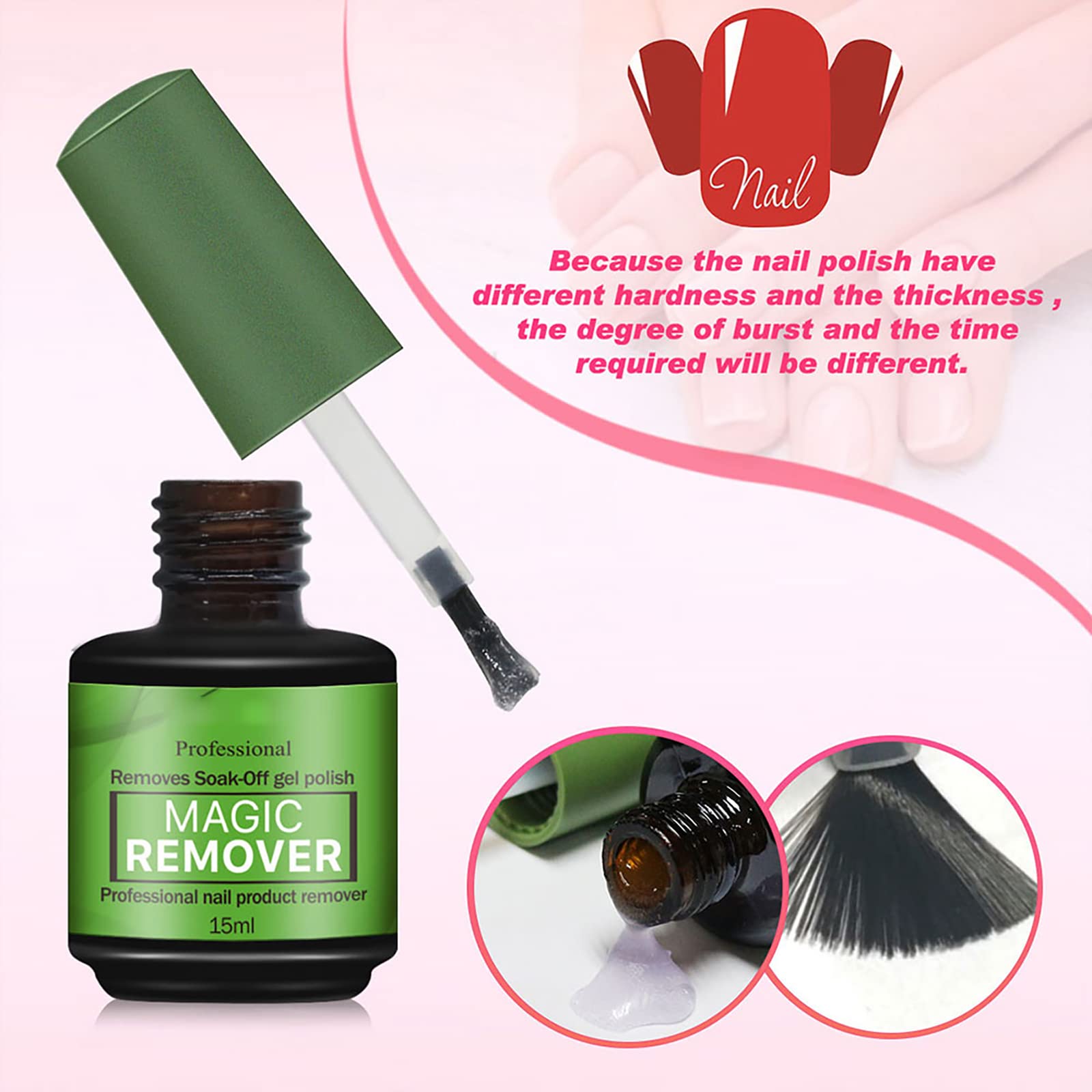 Generic Gel Nail Polish Remover waiting scene showing 2-4 minutes for polish to crack.