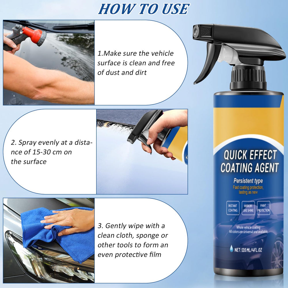 Generic multi-surface coating works on plastic trim and glass for quick refresh.
