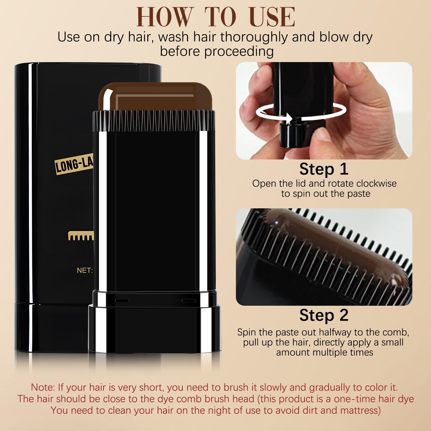 Generic Hair Color Stick Dry Hair usage after washing and drying for best results