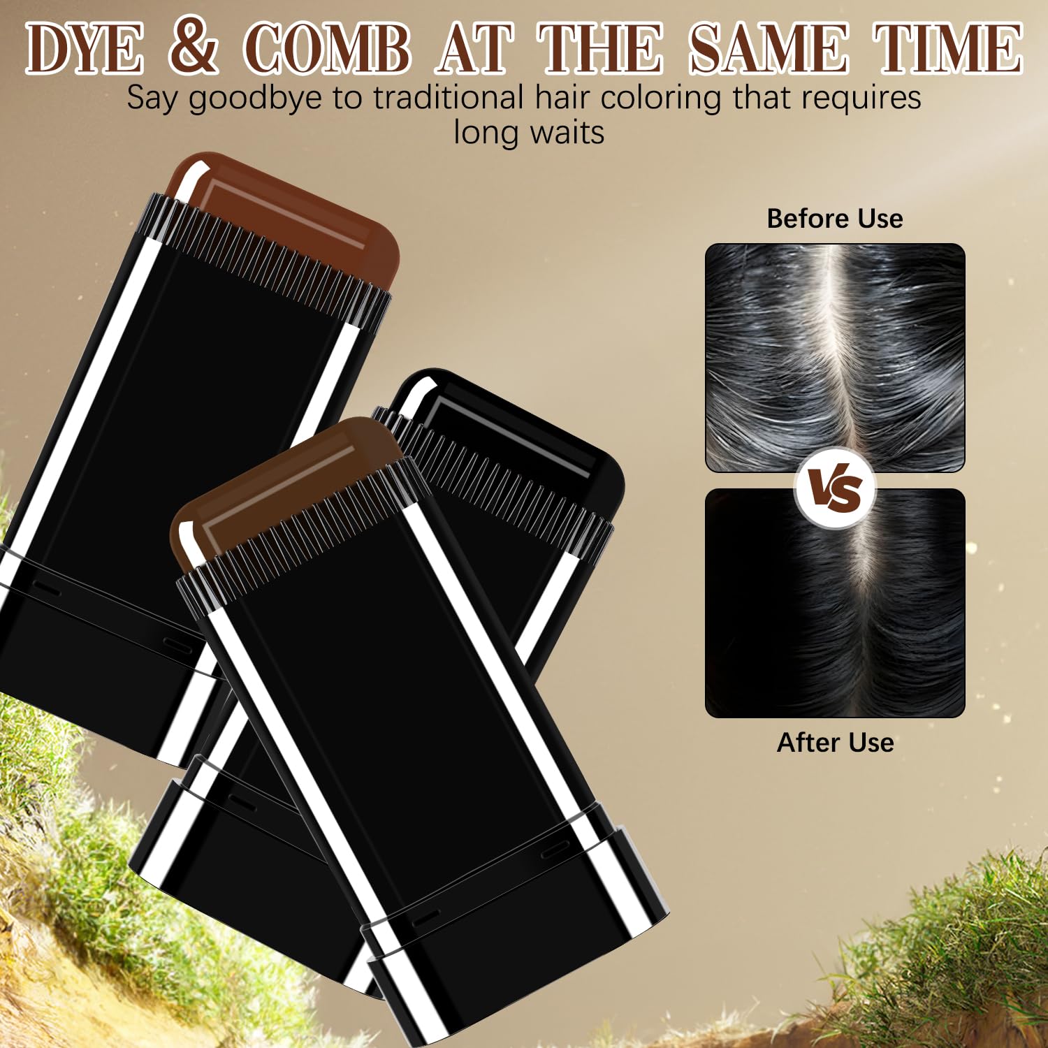 Generic Hair Color Stick Gray Coverage close-up showing natural-looking blend